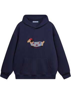 Cartoon Dog Hoodie for Couples | Oversized Long Sleeve Pullover Sweatshirt 2026
